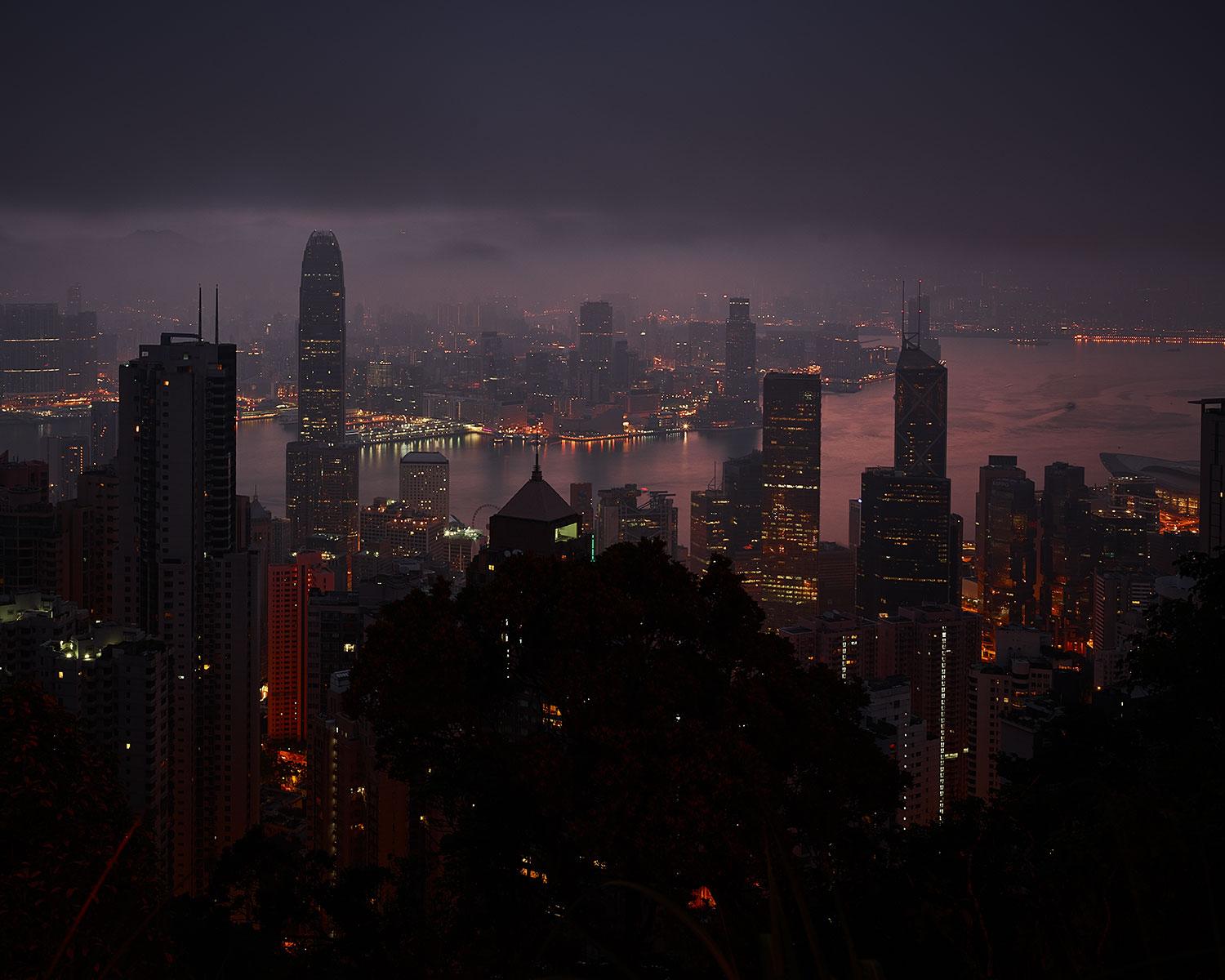 Birdseye view of a modern city with skyscrapers